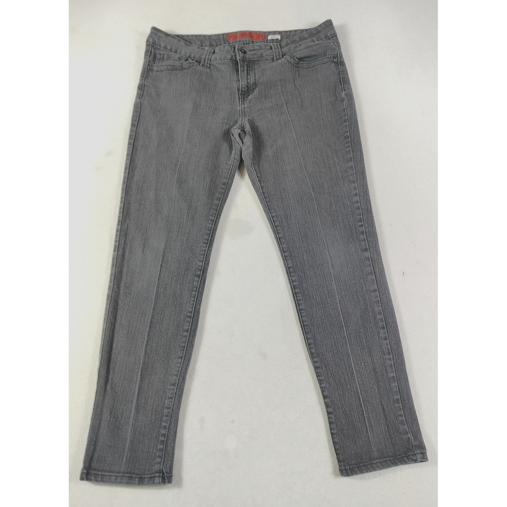 Vintage Bongo Jeans Womens Juniors 17 Gray Charcoal Wash Mid Rise Skinny Y2K